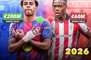 天差地别！2年前亚马尔身价1.2亿尼科7000万 如今1个2亿1个6000万