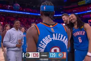 绝杀掘金️亚历山大横撤步高难度后躺三分一锤定音 这球真横