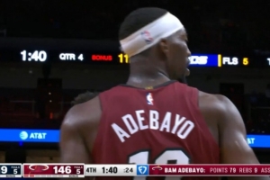 战术鬼才啊！热火砍人战术送罚球为阿德巴约节约时间