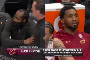 转播方晒纪录：哈登和米切尔生涯从未缺席过季后赛