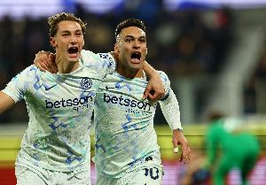 皮奥破门后本赛季国米已有7人联赛打进5球，为五大联赛各队之最