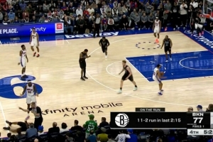 要翻车？篮网打出一波小高潮目前仅落后76人5分 此前一度落后28分