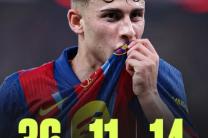 新晋1亿欧元先生！本赛季，费尔明26次首发打进11球14助参与25球