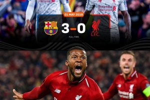 欧冠淘汰赛，英超球队仅利物浦在首回合3球落后情况下实现翻盘
