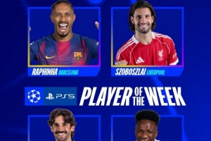 欧冠本周最佳球员候选：拉菲尼亚、索博、维尼修斯、特林康