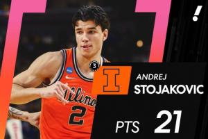 佩贾儿子0三分2暴扣替补砍21分 伊利诺伊无限虐筐扣不停挺进16强