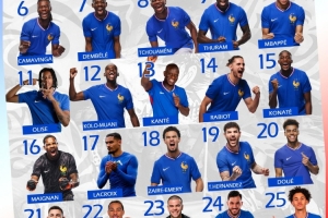 本期法国队球员号码：姆巴佩10号、登贝莱7号、图拉姆9号